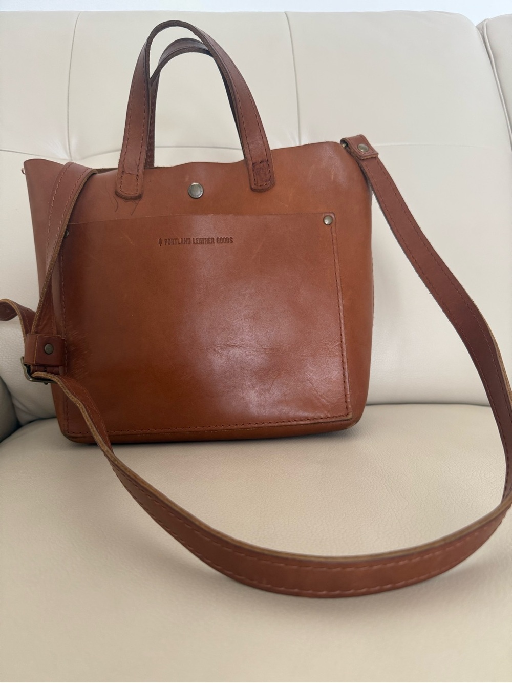 Portland Leather Goods Mini Crossbody Tote HONEY - Picture 2 of 10